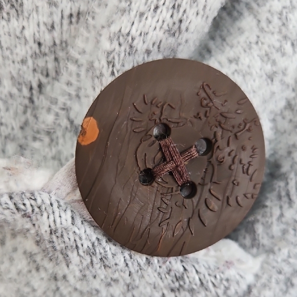 Koppen Womens XL Gray Hooded Sweatshirt with Button Detail Sherpa Hoodie - Picture 3 of 9